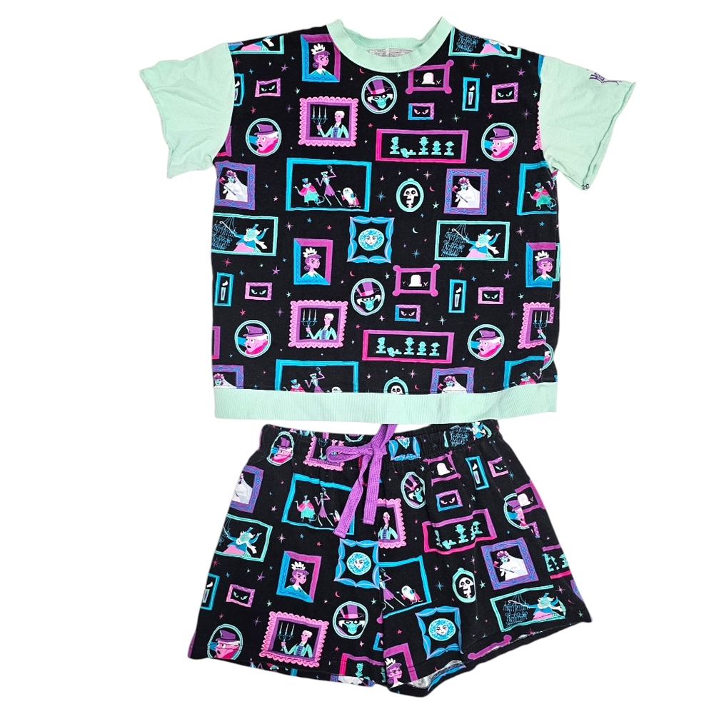 DISNEY HAUNTED MANSION PAJAMA SET GLOWS IN THE DARK WOMEN'S SIZE M